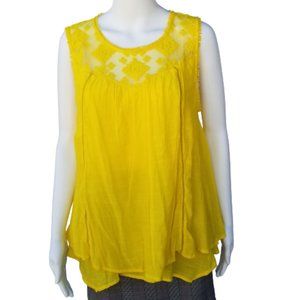 JPR Studio Sleeveless Top Lace Yoke Crepe Lined Crochet Trim Womens Size Large